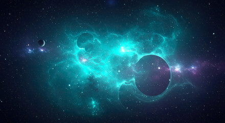 Wall Mural - celestial nebula cosmic landscape turquoise galactic space exploration