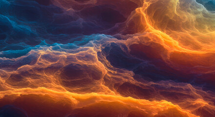 Wall Mural - abstract cosmic landscape orange blue nebula swirling energy texture background