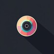 © amelisk - Colorful CD icon in flat style with circular shadows and segmented color wheel design.
