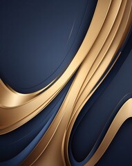 Aufkleber - Elegant golden design on dark blue background, The artwork incorporates a striking combination of smooth golden curves against a deep blue backdrop