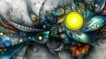 Wall Mural - vibrant colorful abstract painting with swirling patterns and dynamic brushstrokes in bright hues