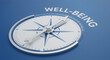 © Pixel Studio - Well being compass guide to mental health happiness and personal growth and self care direction tool
