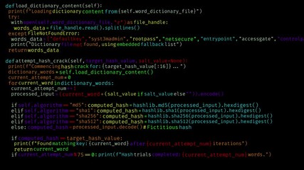 Wall Mural - programming language simulation displays lines of text scrolling across the screen followed by the a
