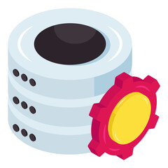Wall Mural - an isometric icon design of database management