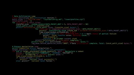 Wall Mural - numerous lines of programming code scroll across the screen followed by the sudden appearance of the