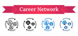 © sahila - Career Network - Multi Style Outline, Glyph Silhouette, Blue, Dual Tone Icon - Connected user icons in a circular flow, representing peer networking, collaboration, and career exchange