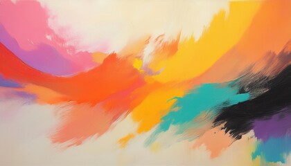 Aufkleber - vivid abstract color explosion with dynamic brush strokes in fiery orange, magenta, and teal ideal for web design, branding, print media, or contemporary art backdrop

