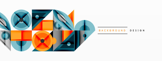 Fototapete - Abstract geometric shapes, vibrant colors, modern design. Clean lines, overlapping forms create dynamic composition. Minimalist aesthetic.