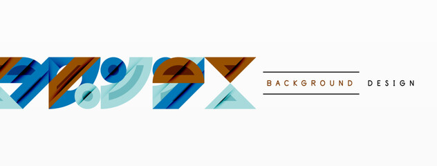 Poster - Abstract graphic elements form dynamic composition. Blue, brown, beige tones dominate design. Text reads background design. Minimalist aesthetic.