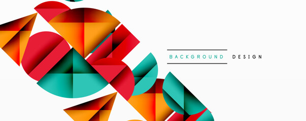 Aufkleber - Abstract geometric shapes overlap, creating vibrant colorful design. Modern style, clean lines, suitable background element.