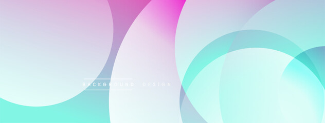 Fototapete - Abstract background features overlapping circles, pastel colors. Soft gradients create modern, dynamic visual effect. Minimalist design.