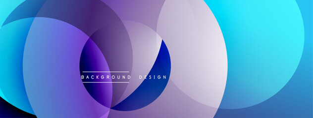 Aufkleber - Abstract background features overlapping circles. Blue, purple hues create dynamic visual effect. Modern design element for projects.