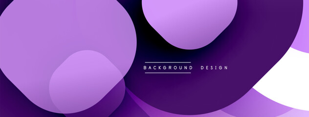 Aufkleber - Abstract purple layers create dynamic backdrop. Overlapping circles suggest depth, modern aesthetic. Minimal text present.