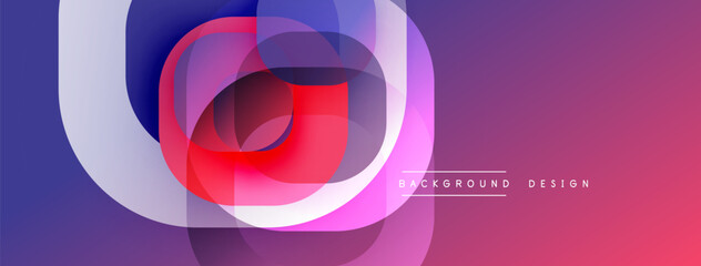 Aufkleber - Abstract flowing shapes, vibrant colors blend. Gradient purple, pink, red create dynamic visual effect. Modern design element.