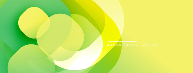 Aufkleber - Abstract yellow, green layers create dynamic visual flow. Smooth shapes overlap, forming modern background design. Bright, fresh aesthetic.