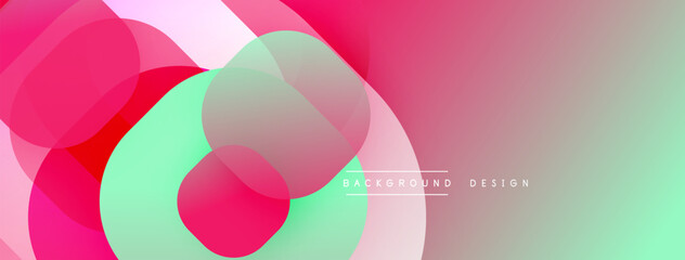 Poster - Abstract colorful overlapping circles create vibrant gradient background. Soft pinks, greens blend seamlessly. Modern design element.