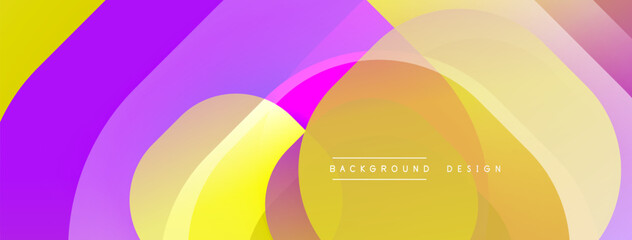 Aufkleber - Abstract vibrant layers create flowing shapes. Yellow, purple, orange hues blend smoothly. Modern design element for backgrounds.