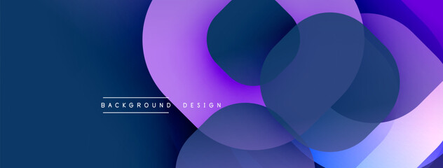 Aufkleber - Abstract background features overlapping circles, gradients. Purple, blue hues dominate composition. Modern design element.