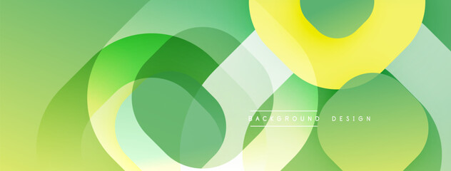 Aufkleber - Abstract geometric shapes overlap, creating vibrant green, yellow gradients. Modern design suggests freshness, energy, simplicity.
