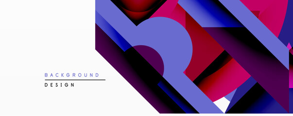 Aufkleber - Abstract geometric composition. Overlapping shapes create dynamic visual effect. Vivid magenta, purple, blue hues dominate design. Modern aesthetic suitable for backgrounds.