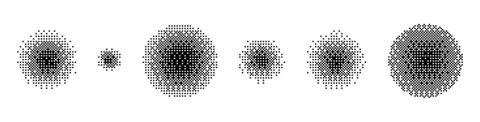 Wall Mural - noisy gradient dots with grain texture. vintage halftone spheres and stipple effects. flat vector il