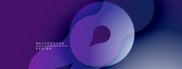 Aufkleber - Abstract purple design features overlapping circles, creating fluid shapes. Gradient colors provide depth, modern aesthetic.