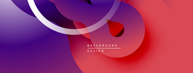 Poster - Abstract fluid shapes, vibrant gradients. Purple blends into red. White curved line adds dynamic contrast. Modern design element.