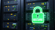 © Aksaka - Secure Data Center: Digital Padlock on Server Racks