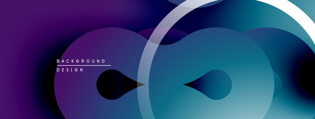 Aufkleber - Abstract fluid shapes, vibrant purple, teal gradients. Modern design, smooth transitions, layered forms create dynamic visual effect.