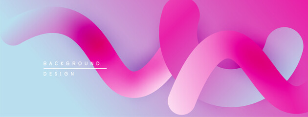 Aufkleber - Abstract fluid shapes, vibrant pinks, purples blend. Modern design, smooth gradients create dynamic visual flow. Background element.