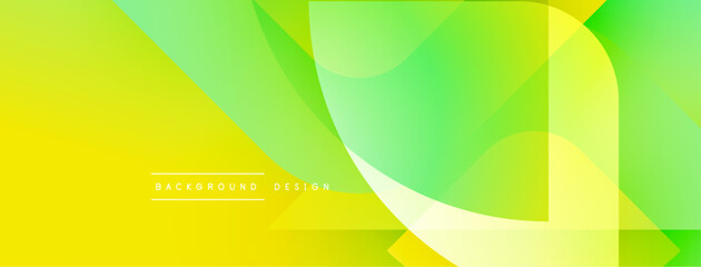 Fototapete - Abstract yellow, green gradients overlap. Modern design features smooth transitions, dynamic shapes, text reads background design.
