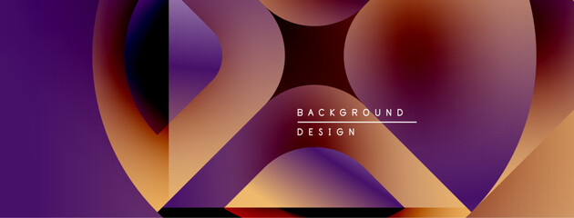 Leinwandbilder - Abstract fluid shapes, vibrant purple, orange hues. Modern design, dynamic composition, gradient effects present. Background elements overlap creating visual interest.