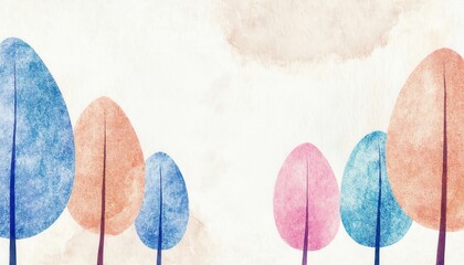Poster -  overlapping watercolor circles in pastel and navy hues for modern abstract art, branding background, web header, poster or minimalist print design