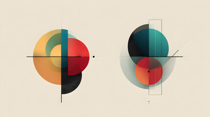 Wall Mural - geometric harmony: a captivating display of vibrant circles and intersecting lines creates a harmoni