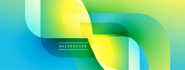 Leinwandbilder - Abstract gradient shapes overlap. Vivid blues, greens, yellows create dynamic visual flow. Modern design element for backgrounds.