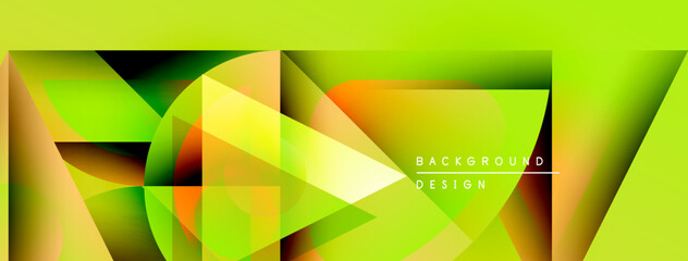 Leinwandbilder - Abstract geometric design. Vibrant gradients, overlapping shapes create modern visual texture. Yellow, green dominate composition.