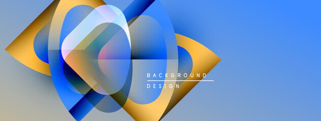Leinwandbilder - Abstract shapes overlap, creating vibrant blue, gold gradients. Modern design suggests technology, innovation, dynamic movement. Clean aesthetic.