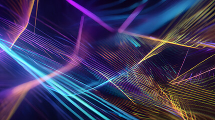 Wall Mural - abstract lines: intertwining lines of light create an abstract background, filled with deep purples,