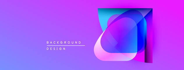 Leinwandbilder - Vibrant abstract design. Overlapping translucent shapes create dynamic visual effect. Purple, blue, pink gradients dominate composition. Modern aesthetic.