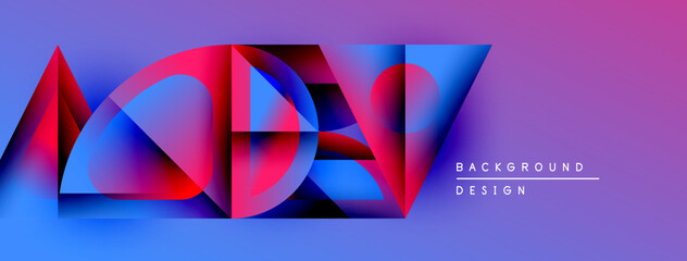 Leinwandbilder - Abstract geometric shapes, vibrant colors, purple gradient background. Modern design elements create dynamic visual impact.