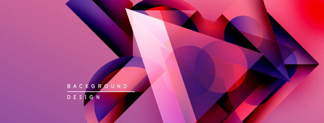 Leinwandbilder - Abstract geometric shapes, vibrant colors blend. Purple, pink, red gradients create modern design. Dynamic composition, smooth transitions visible.