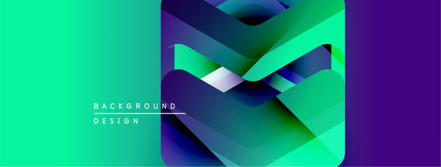 Leinwandbilder - Vibrant abstract gradients create dynamic layered shapes. Modern design features teal, purple hues, text elements. Minimalist composition.