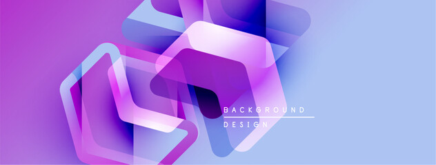 Leinwandbilder - Abstract geometric shapes overlap, creating vibrant purple, blue gradients. Modern design elements suggest digital art, innovation.
