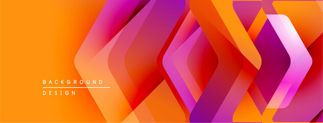 Leinwandbilder - Abstract geometric shapes overlap, creating vibrant orange, pink gradients. Modern design element for backgrounds, presentations.