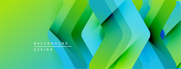Aufkleber - Abstract geometric pattern. Vibrant green, blue gradients create dynamic visual texture. Modern design element for backgrounds, presentations.