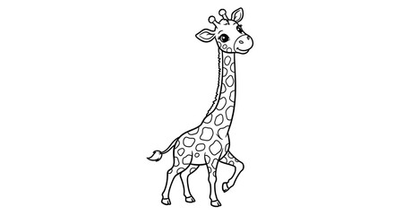  Cute cartoon giraffe illustration. The giraffe has a long neck and spots. The style is simple and childlike.
