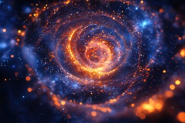Wall Mural - Stunning Cosmic Vortex with Glowing Particles and Vibrant Colors in a Dynamic Spiral Formation
