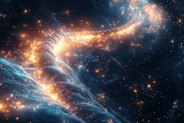 Wall Mural - Stunning Cosmic Phenomenon with Glowing Stars and Nebula in Deep Space Captured in High-Resolution Astrophotography