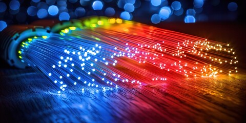 Wall Mural - fiber optics background with lots of light spots