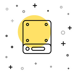 Wall Mural - black line server, data, web hosting icon isolated on white background. random dynamic shapes. vecto